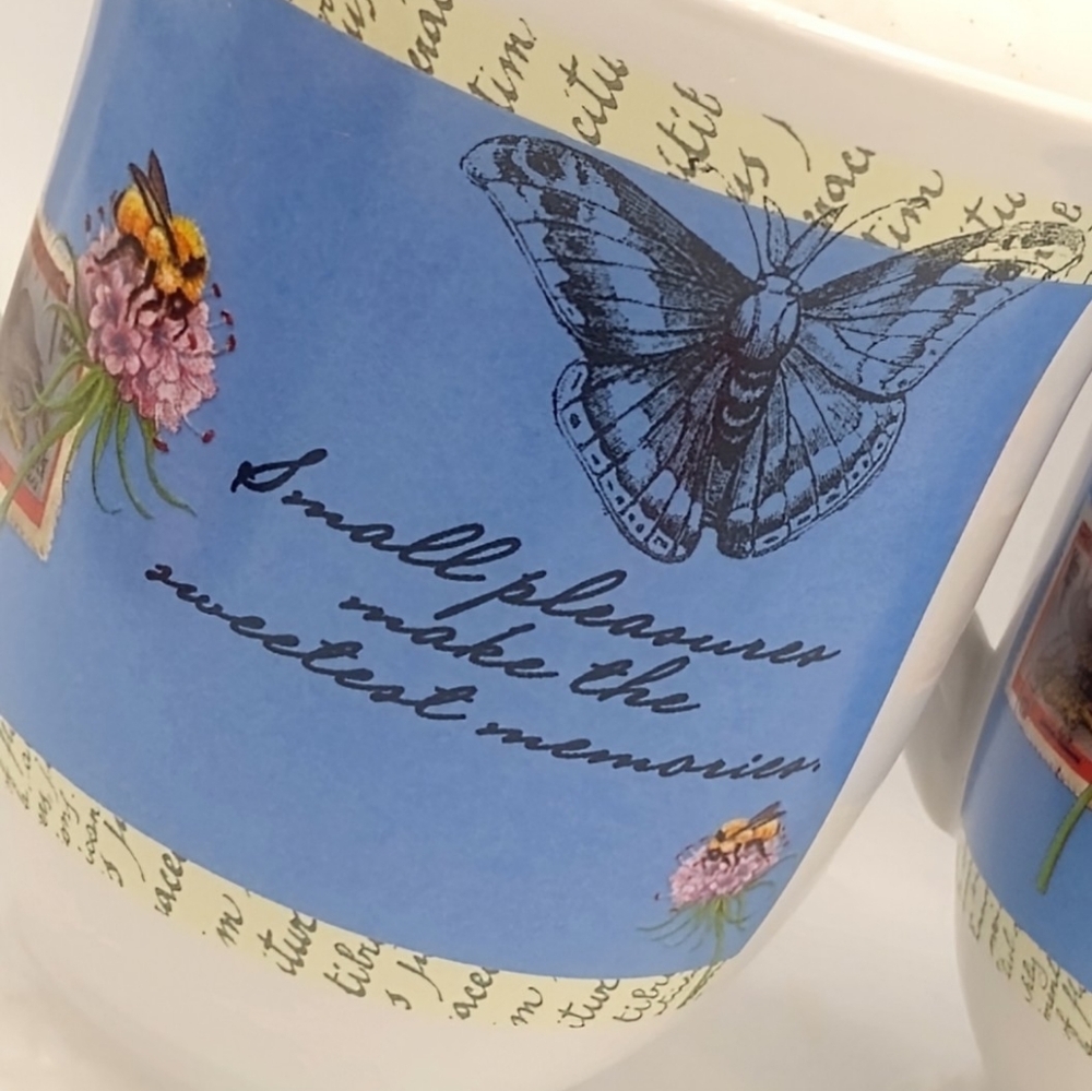 Serenity’s Garden Butterfly Bee Flower Quote Mug Pair Houston Harvest Hallmark - Picture 6 of 13